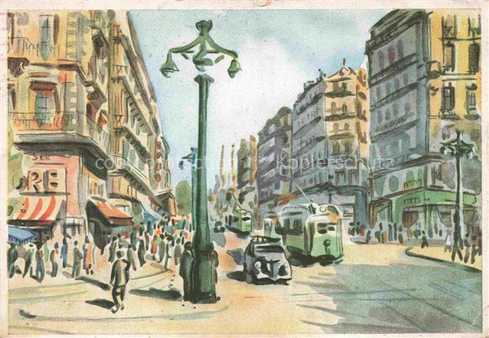 Strassenbahn Tramway-- Marseille Canebiere Carrefour Belzunce