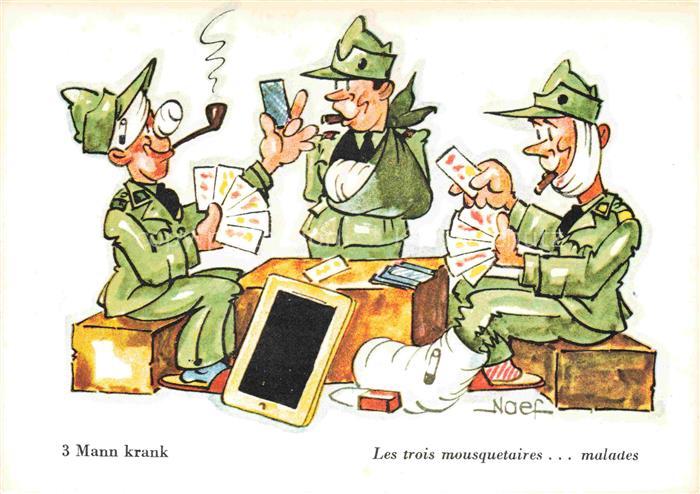 Kartenspiel-Postkarte Jeu de Cartes CPA-- Soldaten Mann Krank malades
