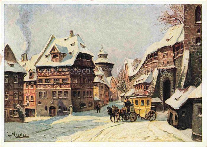 MoessLER Ludwig Moessler Ludwig (1902-1949) Kuenstlerkarte Alt Nuernberg Winterm