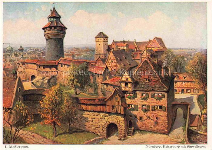 MoessLER Ludwig Moessler Ludwig (1902-1949) Kuenstlerkarte Nuernberg Kaiserburg