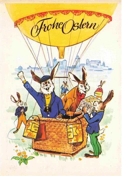 Ostern Easter Paques Pasqua-- Heissluftballon Hasen Honigversand Lebkuchen Nuern