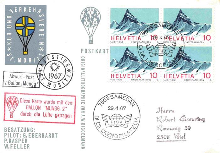 BALLON -Flug Aviatik Samedan Schweiz