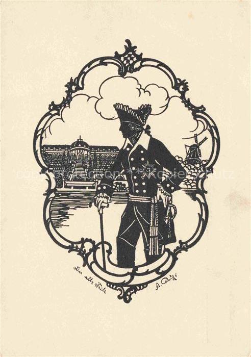 Schattenbildkarte Shadowbolt Scherenschnitt-AK Antonie Preuss Bad Doberan