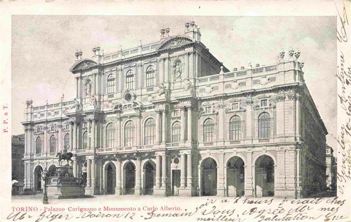 TORINO Turin IT Palazzo Carignano e Monumento a Carlo Alberto