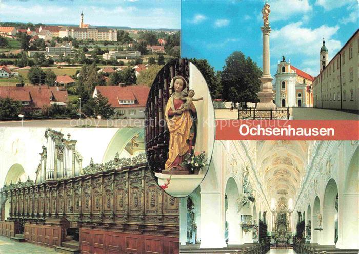 Ochsenhausen Panorama Klostergebaeude Marienstatue Saeule Klostergang