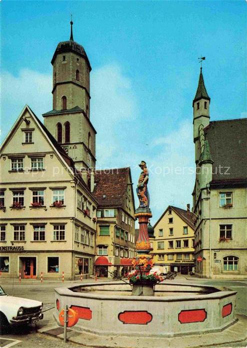 BIBERACH  Riss BW St Martinskirche Marktbrunnen und Rathaus