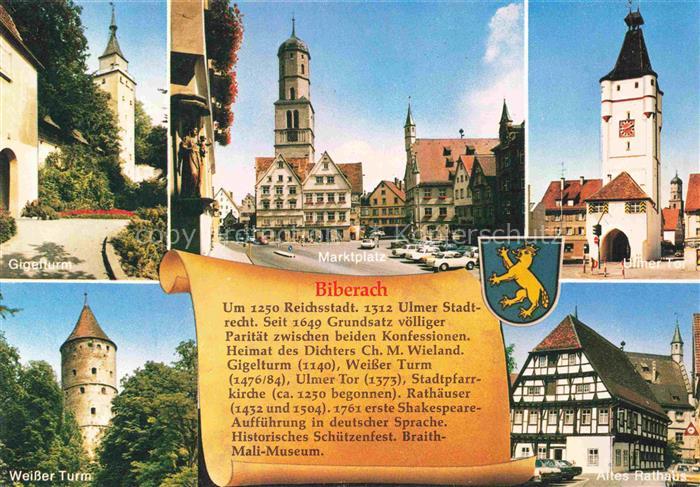 BIBERACH  Riss BW Gigelturm Marktplatz Ulmer Tor Weisser Turm Altes Rathaus