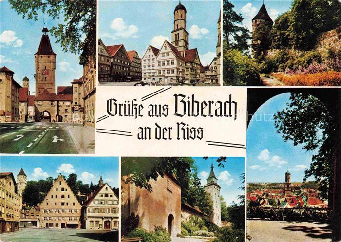 BIBERACH  Riss BW Stadttor Marktplatz Weisser Turm Rathaus Panorama