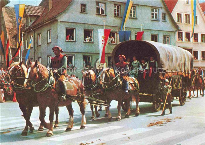 BIBERACH  Riss BW Schuetzenfest Vierspaenniger Handelswagen