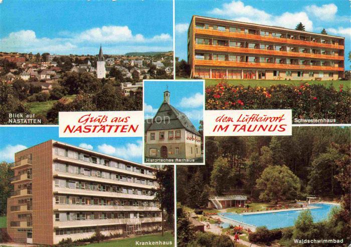 Nastaetten Taunus Rheinland-Pfalz Panorama Rathaus Schwesternhaus Krankenhaus Wa