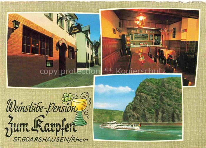 St Goarshausen Rhein Weinstube Zum Karpfen Gaststube Fahrgastschiff