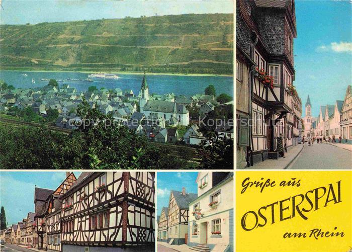 Osterspai Rheinpartie Fachwerkhaeuser Strassenpartie