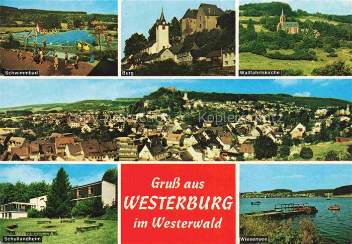 Westerburg  Westerwald Rheinland-Pfalz Schwimmbad Burg Wallfahrtskirche Panorama
