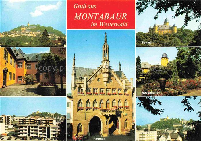 Montabaur Westerwald Panorama Rathaus Schloss Rosengarten Teilansichten