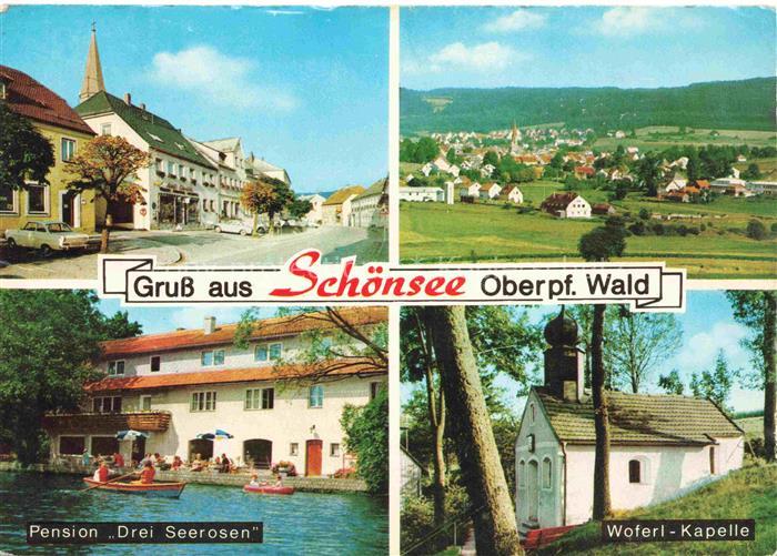 Schoensee Oberpfalz Ortspartie Pension Drei Seerosen Panorama Woferl Kapelle
