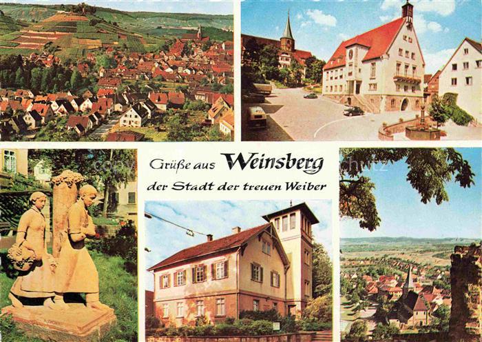 Weinsberg HEILBRONN BW Panorama Skulptur Rathaus Markt