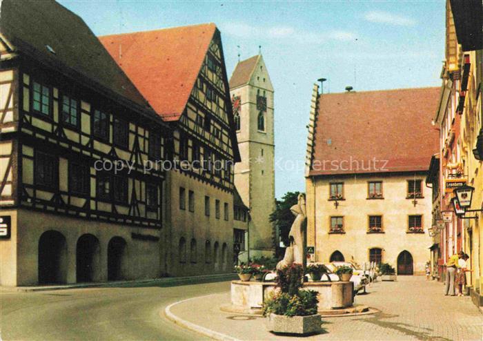 Riedlingen Donau Marktplatz Brunnen Kirche Fachwerkhaus Rathaus