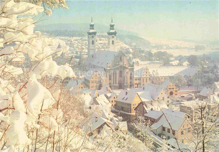 Zwiefalten Wuerttemberg Stadtpanorama im Winter Muenster Unserer Lieben Frau