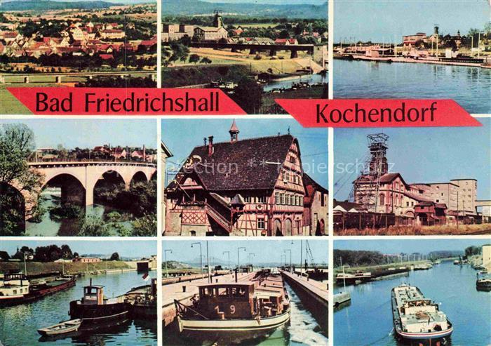 Kochendorf Bad Friedrichshall BW Panorama Bruecke Altstadt Binnenschiffahrt Neck