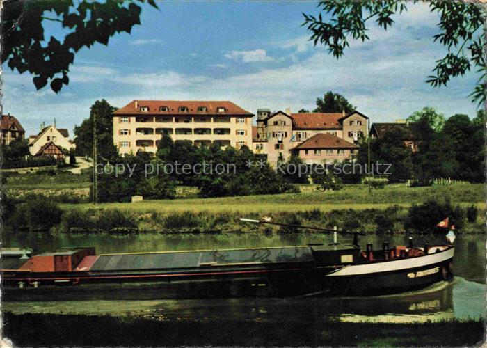 Jagstfeld Bad Friedrichshall BW Uferpartie am Neckar Binnenschiffahrt Kindersolb