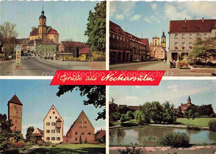 Neckarsulm BW Motive Stadtzentrum Kirche Turm Parkanlagen