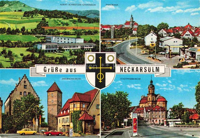 Neckarsulm BW Albert-Schweitzer-Gymnasium Panorama Zweiradmuseum Stadtpfarrkirch