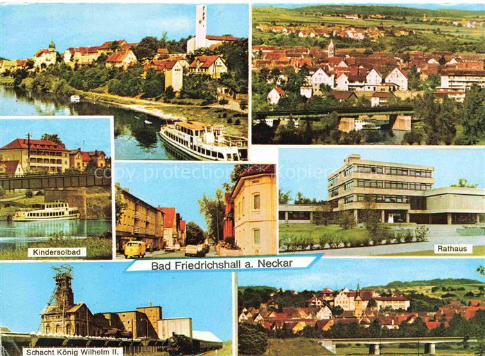 Bad Friedrichshall Partie am Neckar Fahrgastschiff Panorama Kindersolbad Rathaus