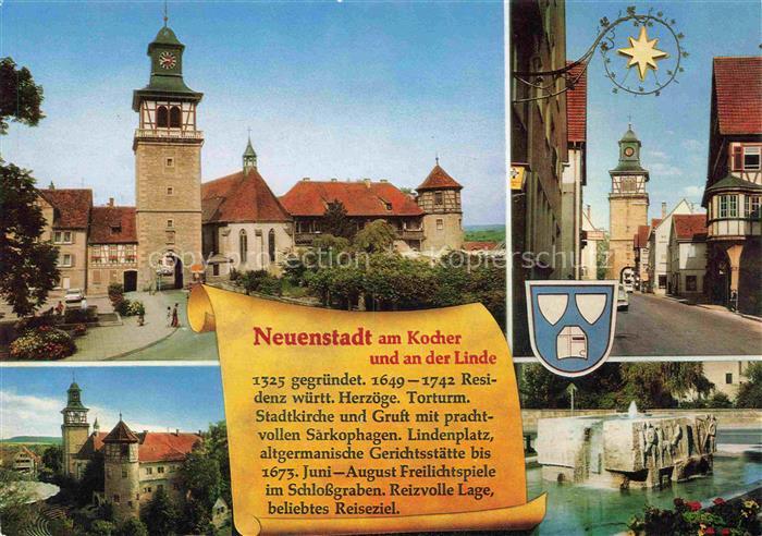 Neuenstadt Kocher Heilbronn BW Oberer Torturm Stadtzentrum Brunnen Historie