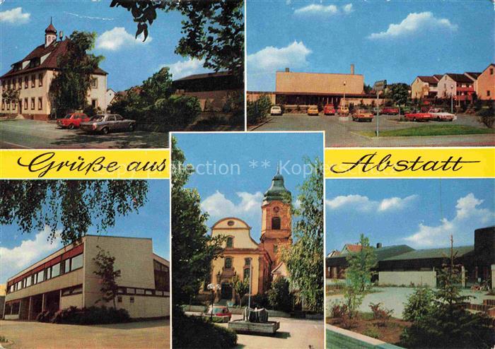 Abstatt Teilansichten Kirche Schule