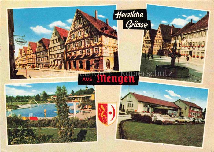 Mengen  Wuerttemberg Motive Stadtzentrum Fachwerkhaeuser Freibad Bahnhof