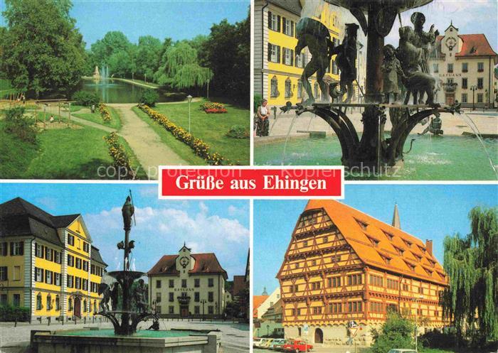Ehingen Donau Parkanlagen Marktbrunnen Rathaus Historisches Gebaeude