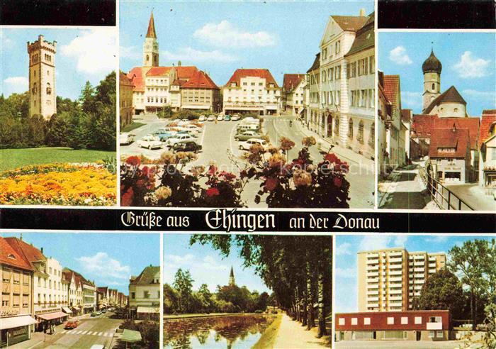 Ehingen Donau Turm Stadtzentrum Kirche Partie am Krockensee Hochhaus