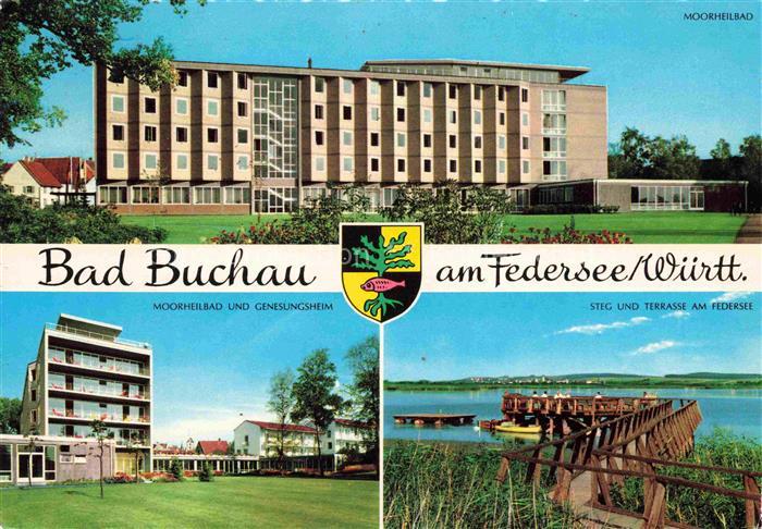 Bad Buchau Federsee Biberach BW Moorheilbad Genesungsheim Steg und Terrasse am F