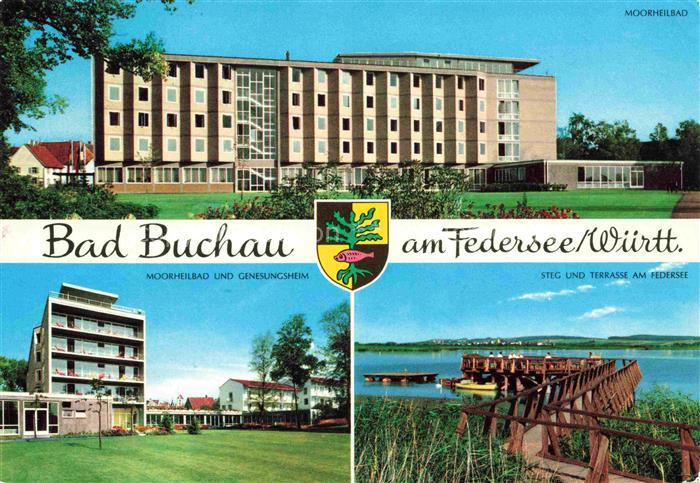 Bad Buchau Federsee Biberach BW Moorheilbad Genesungsheim Steg und Terrasse am F