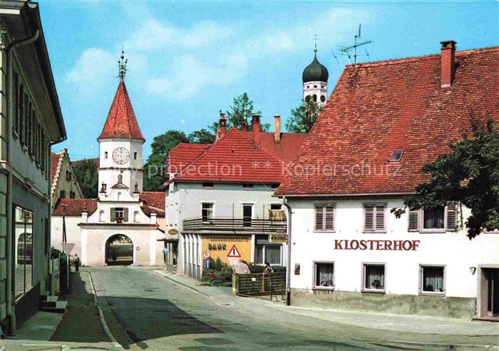 Bad Schussenried Schlossstrasse mit Toerle Wahrzeichen der Stadt Klosterhof Rest