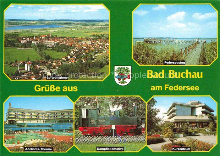 Bad Buchau Federsee Biberach BW Luftaufnahme Federseesteg Adelindis-Therme Dampf