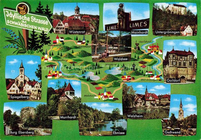 Wuestenrot Schwaebischer Wald mit Spiegelberg Burg Ebersberg Murrhardt Waldsee M