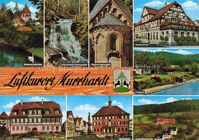Murrhardt Rems-Murr-Kreis BW Walterichskirche Hoerschbach Wasserfall Sonne Post