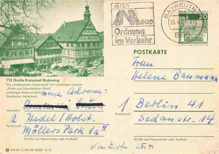 Backnang BW Fachwerk Rathaus Stadthalle Hallenbad