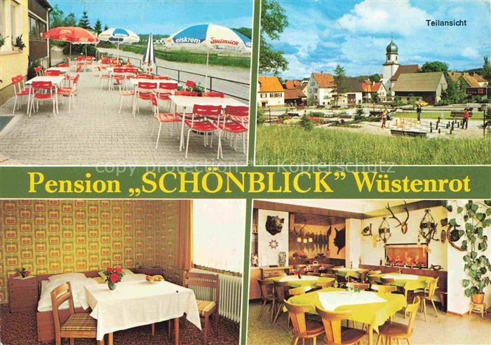 Wuestenrot Pension Schoenblick Terrasse Gastraeume Teilansicht
