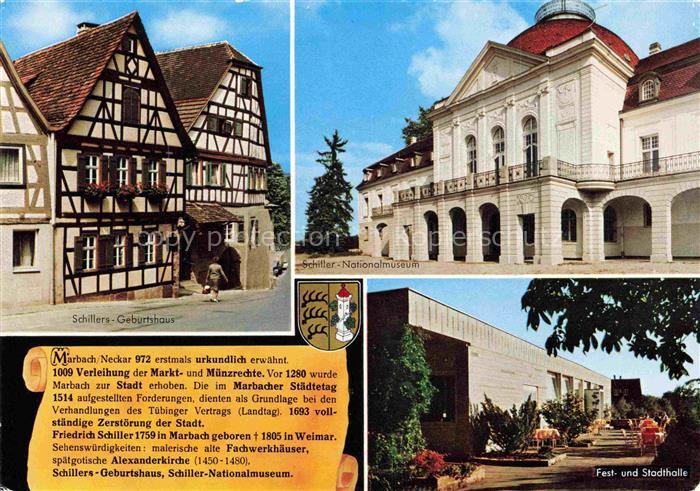 Marbach  Neckar Friedrich Schiller Geburtshaus Nationalmuseum Fest und Stadthall
