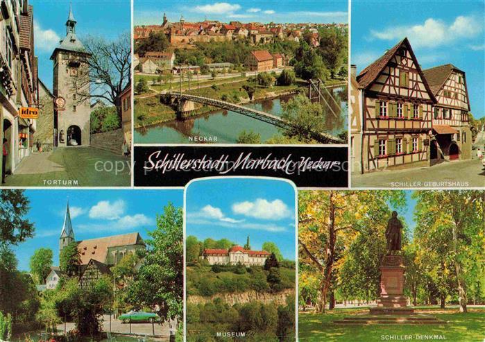 Marbach  Neckar Torturm Neckarpartie Friedrich Schiller Geburtshaus Nationalmuse