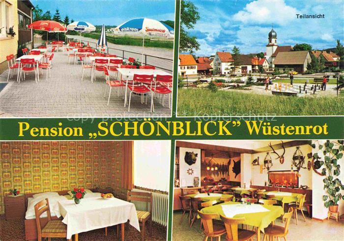 Wuestenrot Pension Schoenblick Terrasse Teilansicht Gastraeume