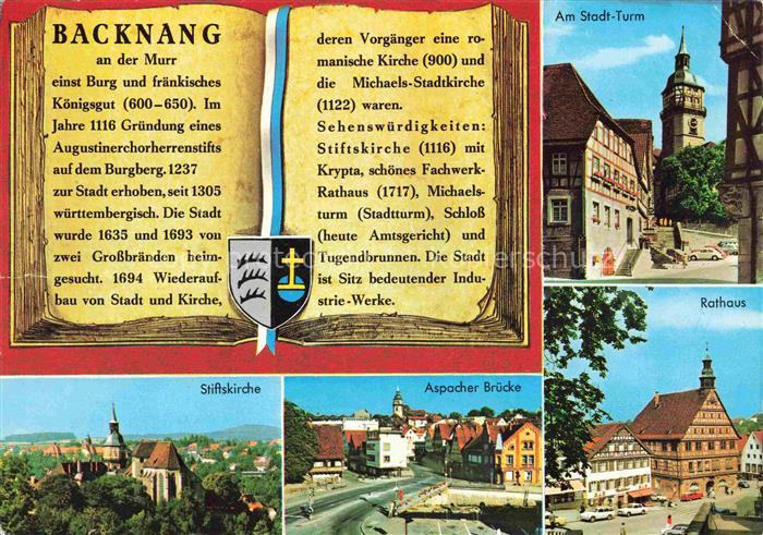Backnang BW Stadtturm Stiftskirche Aspacher Bruecke Rathaus