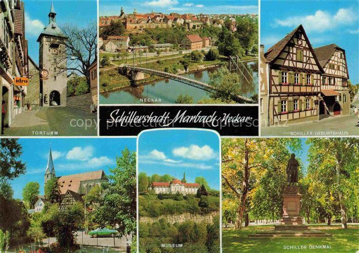 Marbach  Neckar Torturm Neckarpartie Friedrich Schiller Geburtshaus Nationalmuse