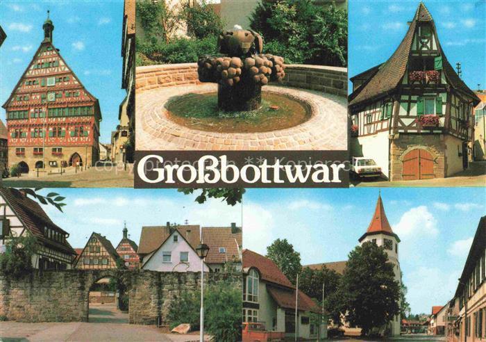 Grossbottwar Ludwigsburg BW Rathaus Brunnen Fachwerkhaus Torbogen Kirche