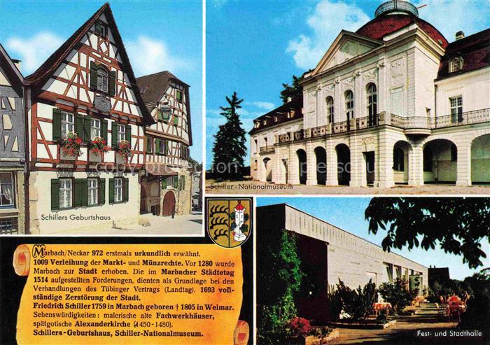 Marbach  Neckar Friedrich Schiller Geburtshaus Nationalmuseum Fest und Stadthall
