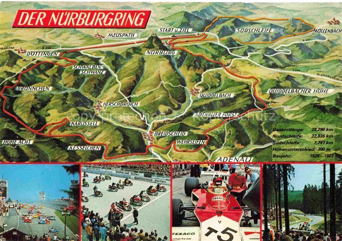 Nuerburgring Autorennstrecke Eifel Panoramakarte aus der Vogelperspektive Autore