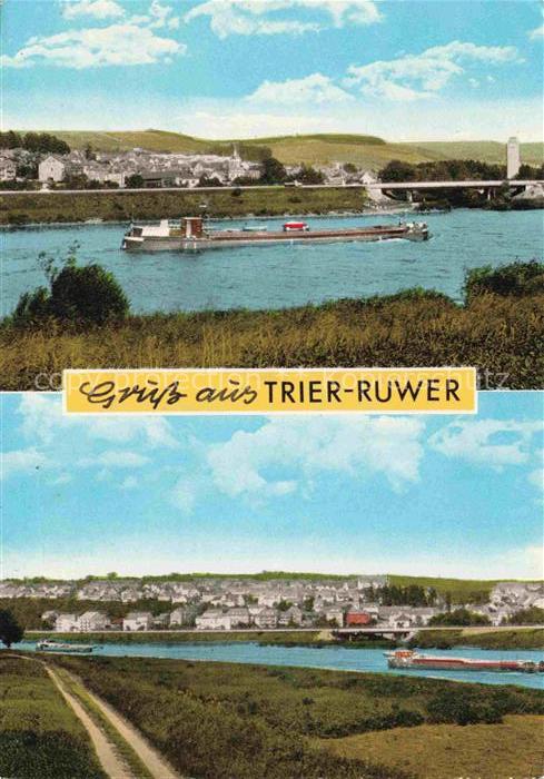 Ruwer TRIER Panorama Partie an der Mosel Binnenschifffahrt Frachtkahn