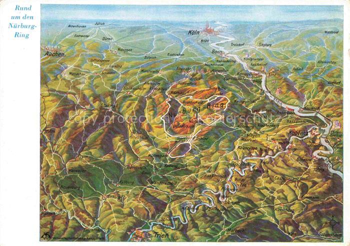 Nuerburg Eifel Adenau Rheinland-Pfalz Panoramakarte aus der Vogelperspektive Nu